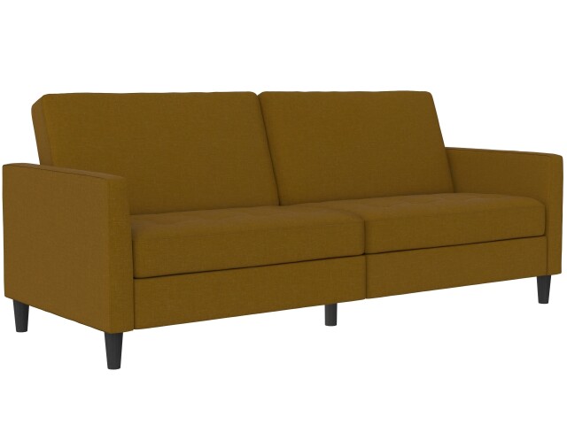 Schlafsofa >Palermo< in Leinenoptik, Curry - 207x86x86 (BxHxT)