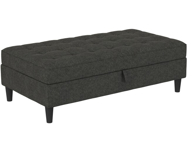 Hocker >Palermo< mit Sztauraum, Leinenstoff-Optik anthrazit - 130x43x69 (BxHxT)
