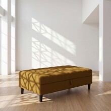 Hocker >Palermo< mit Stauraum, Webstoff in Leinenoptik Curry - 130x43x69 (BxHxT)