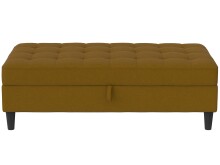 Hocker >Palermo< mit Stauraum, Webstoff in Leinenoptik Curry - 130x43x69 (BxHxT)