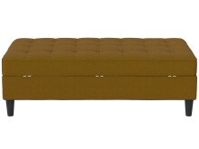 Hocker >Palermo< mit Stauraum, Webstoff in Leinenoptik Curry - 130x43x69 (BxHxT)