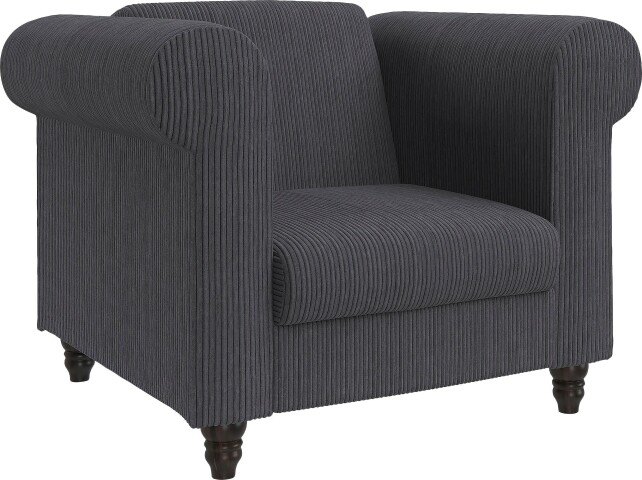 Loungesessel >Firenze II< Relaxfunktion,  Anthrazit, Cord - 111x83x87cm (BxHxT)