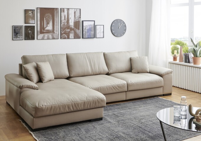Polsterecke >Anselm< in beigebraun, Vega - 323x90x177cm (BxHxT)