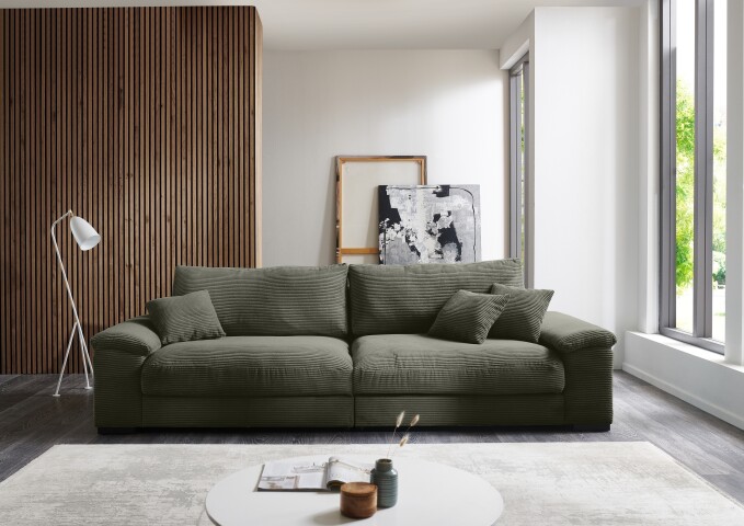 Big-Sofa >Anselm< in grün, Cord Hydra - 288x90x106cm (BxHxT)