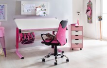 Bürostuhl >TERNI< in Rosa, Stoff - 60x101x60cm (BxHxT)