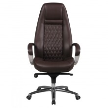 Bürostuhl >AUSTIN< in Braun, Echtes Leder - 68x130x70cm (BxHxT)