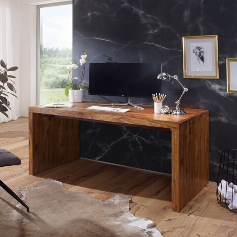 Schreibtisch >BOHA< in Sheesham, Massivholz - 140x76x80cm (BxHxT)