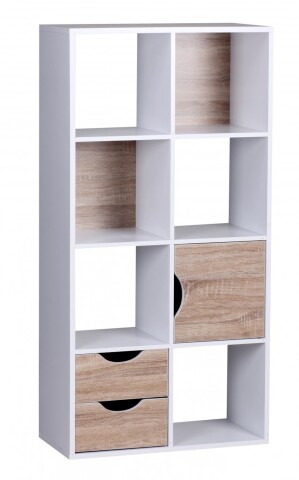 Bücherregal >MASSA< in Weiß / Sonoma Eiche Dekor - 60x120x29 (BxHxT)