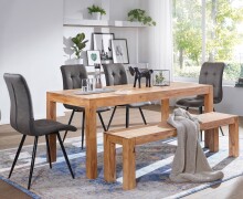 Sitzbank >MUMBAI< in Akazie, Massivholz - 180x45x35cm (BxHxT)