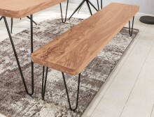 Sitzbank >BAGLI< in Akazie / schwarz, Massivholz / Edelstahl - 160x45x40 (BxHxT)