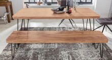 Sitzbank >BAGLI< in Akazie / schwarz, Massivholz / Edelstahl - 160x45x40 (BxHxT)
