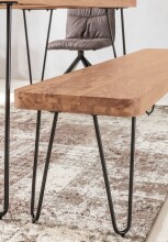 Sitzbank >BAGLI< in Akazie / schwarz, Massivholz / Edelstahl - 120x45x40 (BxHxT)