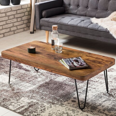 Couchtisch >BAGLI< in Sheesham / schwarz - 115x40x60 (BxHxT)