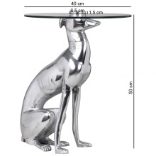 Beistelltisch >DOG< in Silber, Aluminium / Glas -...