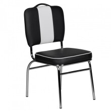 Esszimmerstuhl >WL1.716< in Schwarz / weiss - 47x45x90cm (LxBxH)