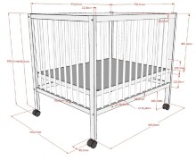 Beistellbett >Dino< in natur lackiert, Buche massiv - 80x89,5x99,4cm (BxHxT)