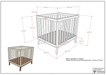 Babybett >Sezane< in Farbe Nussbaum, Kiefer massiv - 100x91,5x80cm (BxHxT)