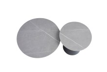 Couchtisch >Dustin< 2er Set, Marmor Graumatt, Kegelfuß - Ø 70x46 cm + Ø 50x40 cm