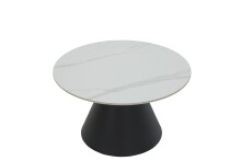 Couchtisch >Dustin< 2er-Set, Marmor Weiß, Kegelfuß - Ø 70x46 cm + Ø 50x40 cm