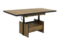 Couchtisch >Noah< mit Funktionen, Eiche Dekor, Schubkasten - 110-150x54-73x70cm (B/H/T)