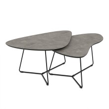 Couchtisch >Pisa< (2er-Set) in Beton Steinstruktur - 87x43x59 (BxHxT)