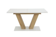 Kulissen-Esstisch >HAMM< ausziehbar auf 180cm, Weiß  + Eiche Dekor - 140/180x76x90cm (BxHxT)