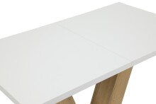Kulissen-Esstisch >HAMM< ausziehbar auf 180cm, Weiß  + Eiche Dekor - 140/180x76x90cm (BxHxT)