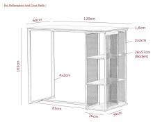 Bartisch >KLARA< Metall + Eiche dunkelgrau - 120x103x60cm (BxHxT)