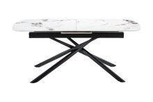 Kulissen-Esstisch >SINTRA< ausziehbar 220cm, Sintered Stone weiss - 180/220x76x90cm (BxHxT)
