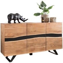 Sideboard >WL5.194< in Akazie, Massivholz / Metall...