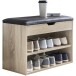 Schuhbank >WL5.262< in Eiche Dekor / PU schwarz - 60x40x30cm (BxHxT)