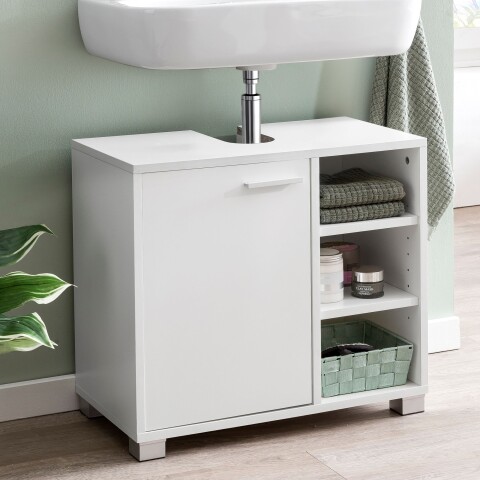 Waschbeckenunterschrank >WL5.341< in Weiß, Holzwerkstoff - 60x55x32cm (BxHxT)