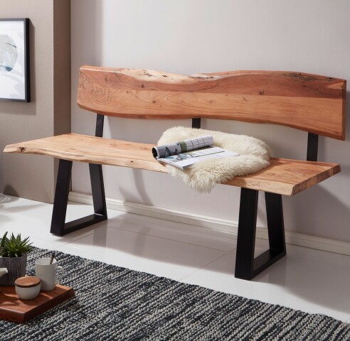Essbank >GAYA< in Akazie, Massivholz - 160x84x60cm (BxHxT)