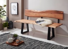 Essbank >GAYA< in Akazie, Massivholz - 180x86x60cm (BxHxT)