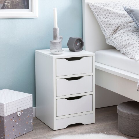 Nachtkommode >WL5.704< in Weiß, Holzwerkstoff - 31x49x31cm (BxHxT)