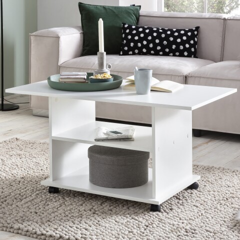 Couchtisch >WL5.738< in Weiß, Holzwerkstoff - 95x51x54cm (BxHxT)