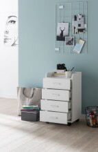 Rollcontainer >WL5.748< in Weiß, Holzwerkstoff - 40x71x33cm (BxHxT)