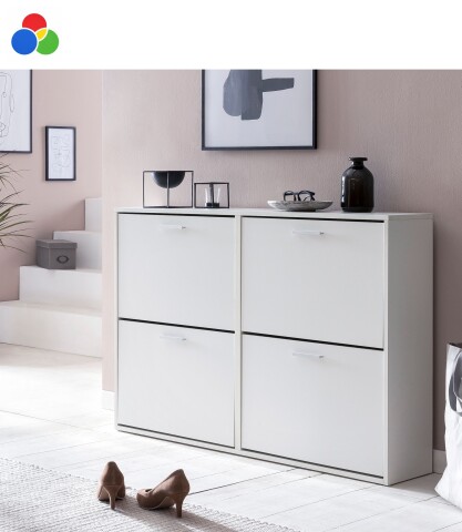 Schuhkipper >WL5.829< in Weiß oder Eiche Dekor, Holzwerkstoff - 120x81x24cm (BxHxT)