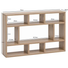 Wandregal >WL5.809< in Sonoma Eiche Dekor, Holzwerkstoff - 75x51x16cm (BxHxT)