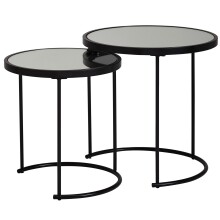 Satztisch >WL5.985< (2-tlg.) in Schwarz, Glas / Metall - 50x50cm (HxD)