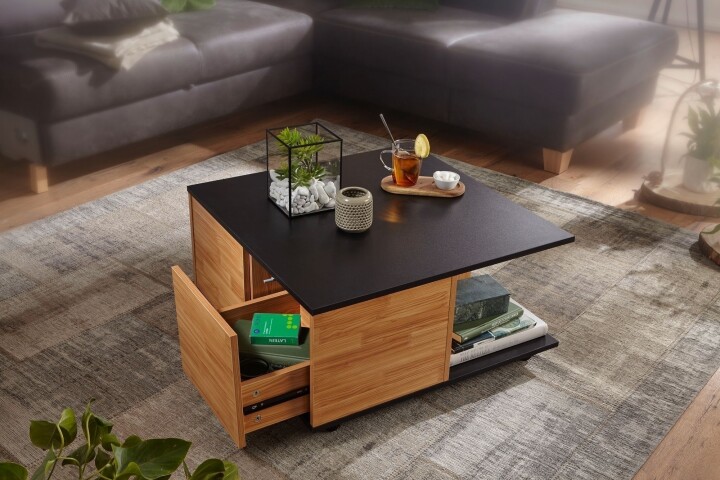 Couchtisch >WL6.067< in Anthrazit + Sandeiche - 70x36x70cm (BxHxT)