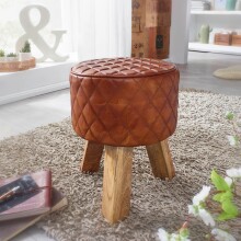 Sitzhocker >WL6.090< in Braun, Echtleder /...