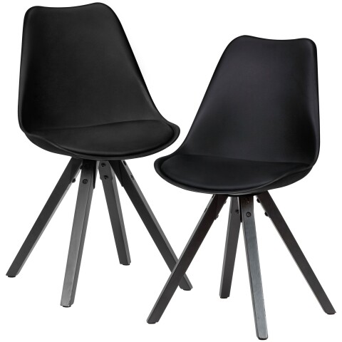 Esszimmerstuhl >WL6.134< (2er-Set) in Schwarz - 49x87x52cm (BxHxT)