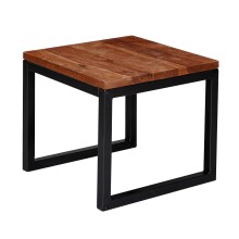 Beistelltisch >WL6.150< in Sheesham, Massivholz / Edelstahl - 45x40x45cm (BxHxT)