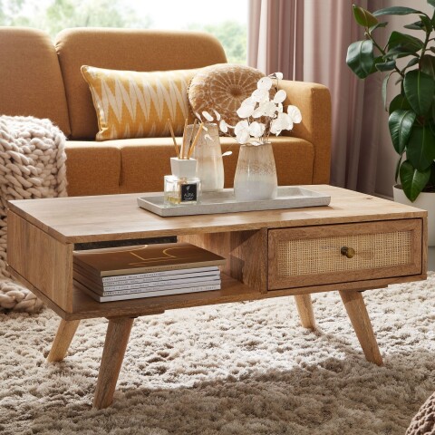Couchtisch >WL6.160< in Mango, Massivholz - 90x40x45cm (BxHxT)
