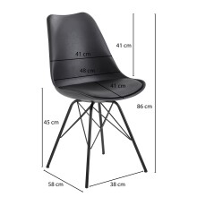 Esszimmerstuhl >WL6.183< (2er-Set) in Schwarz - 48x86x58 (BxHxT)