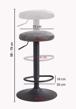 Barhocker >WL6.194< in Grau, Stoff / Metall - 79x40cm (HxD)