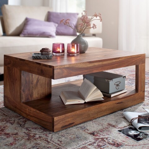 Couchtisch >WL6.229< in Sheesham, Massivholz - 90x40x60cm (BxHxT)