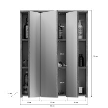 Badezimmerspiegelschrank >Blake< in Rauchsilber/Spiegelglas - 60x77x21cm (BxHxT)