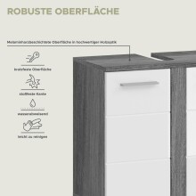 Badezimmer-Set >Blake< in Rauchsilber/Weiß hochglanz - 114x191x34cm (BxHxT)